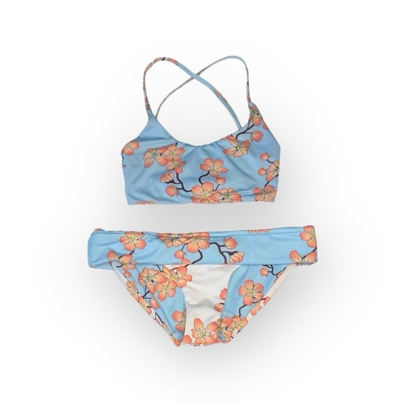 new Submarine ❤︎ Highs + Lows Print Bikini Set ❤︎ Cherry Blossom on Baby Blue - Picture 5 of 16